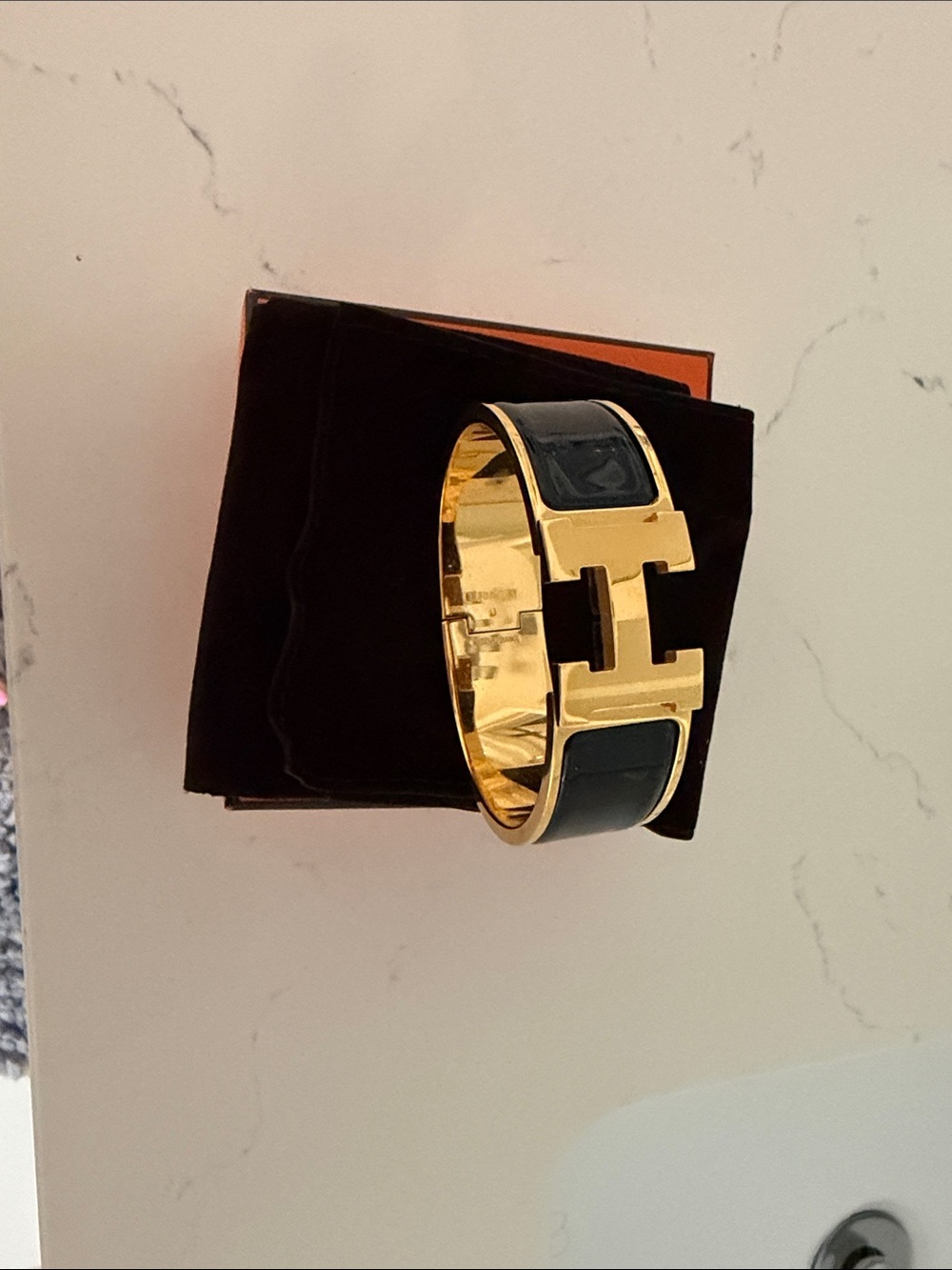 Hermes Gold and Black Clic H Bracelet
